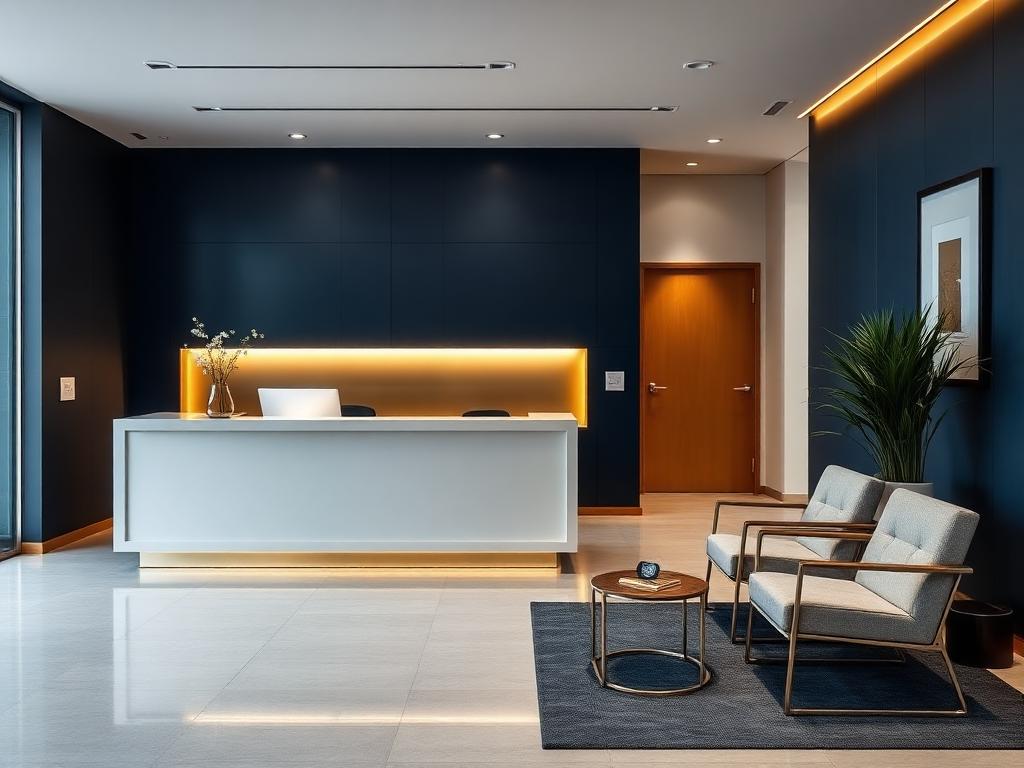 Professional law office reception and waiting area