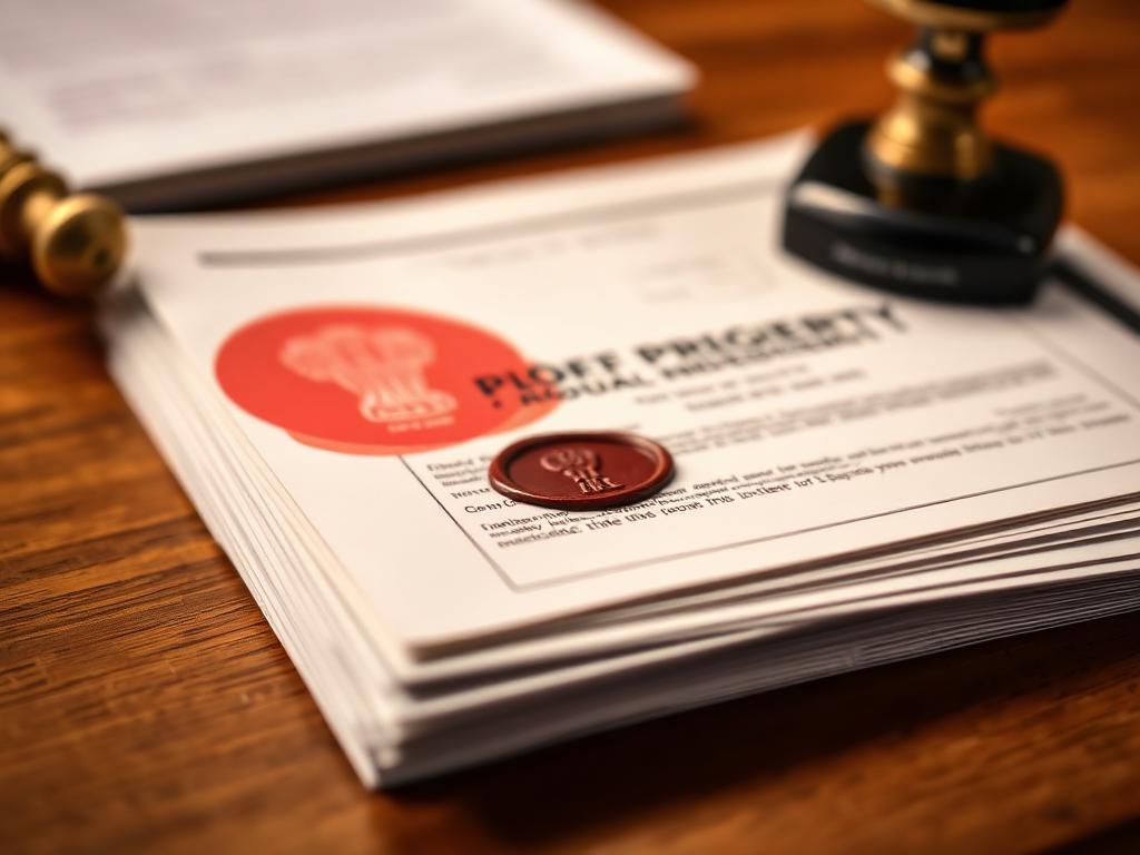 Property registry papers with official seal and stamp
